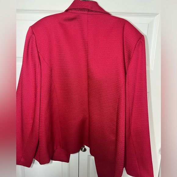 Tahari Arthur S. Levine Sz 22 W Red Berry Waterfall Lapel Blazer business Jacket - Picture 4 of 4